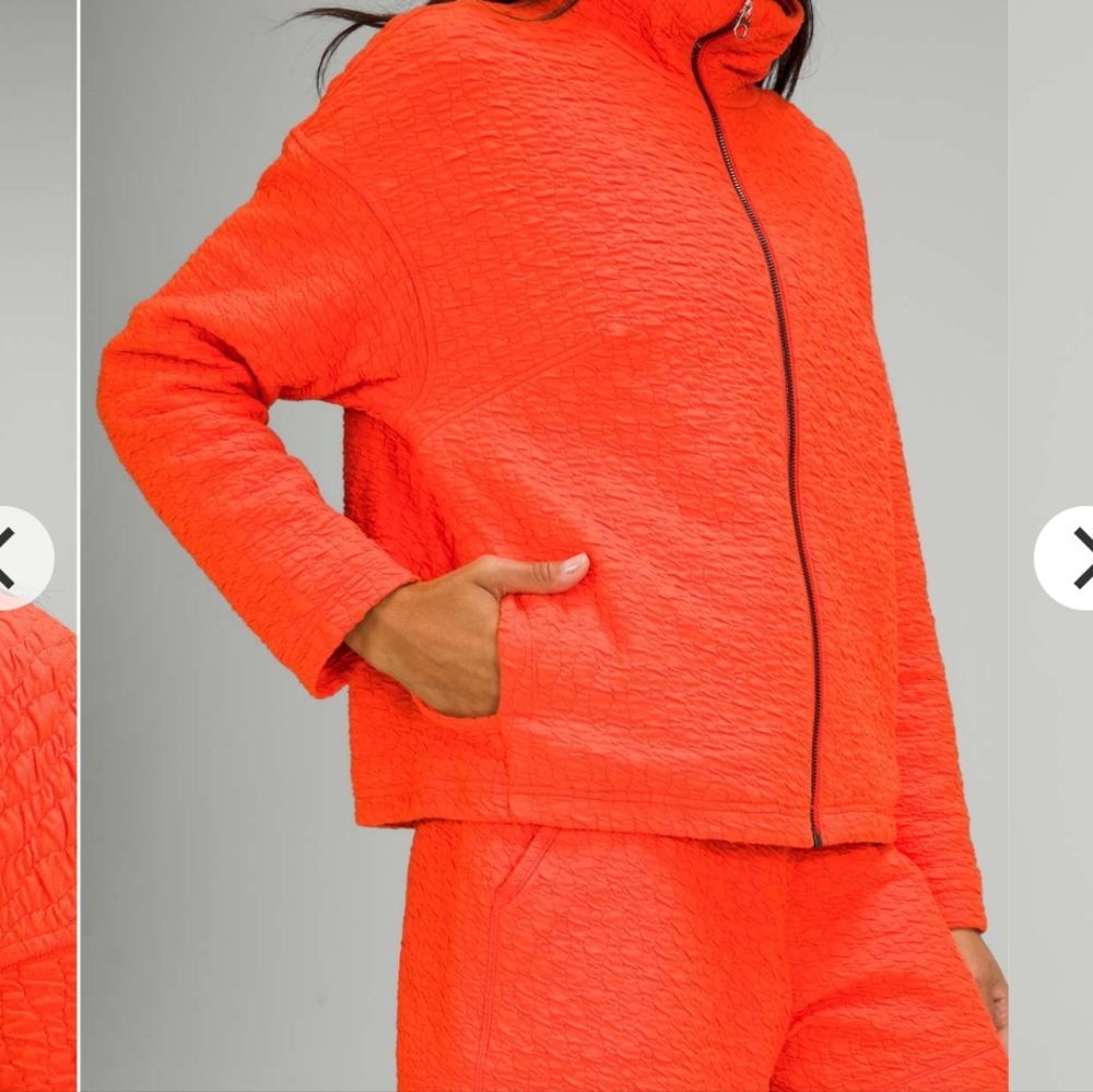 LULULEMON Rippled Full Zip Jacket Autumn Red Size 4 - Picture 4 of 15